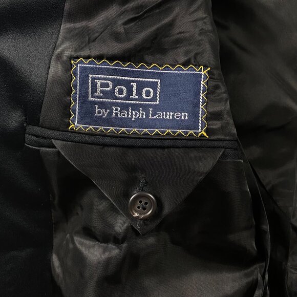 Vintage Polo Ralph Lauren Dinner Tuxedo Jacket Men's 36-38 Long Black Peak Lapel - Picture 6 of 15